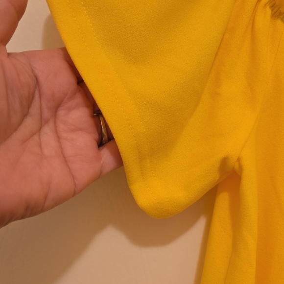 Women's Bright Yellow Off-Shoulder Mini Dress, NWOT. - Picture 3 of 7